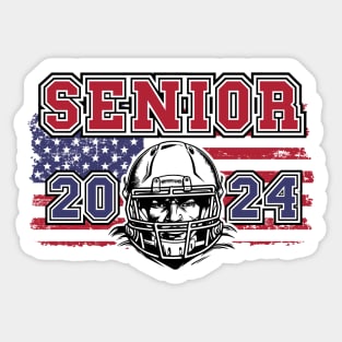 Retro Senior 2024 Football player Student Gift Us Flag Sticker